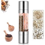 2 en 1 moulin a poivre, moulin sel poivre, moulin a sel, moulin poivre en acier inoxydable bross, manuel ...