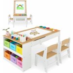 Costway - 2 en 1 table à dessin et 2 chaises enfants avec plateau inclinable, table d'activité en bois ... Costway - 2 en 1 table à dessin et 2 chaises enfants avec plateau inclinable, table d'activité en bois ...