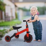Skecten - 2 en 1 tricycle enfant bb evolutif de 18 mois  4 ans vlo draisienne rouge