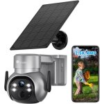 2, 5k 4mp cam�ra surveillance wifi ext�rieur sans fil, batterie et panneau solaire, d�tection humaine ...