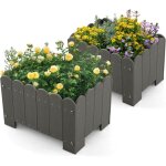 Relax4life - 2 bac  fleurs 40l, 2 carr potager de jardin en hdpe avec trous de drainage pour lgumes ...