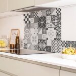 2 bandeaux de crdence adhsifs pour cuisine - ciment style gris - aluminium - 2x(100x20 cm)