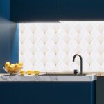 Cr�dence cuisine adh�sive en aluminium art d�co blanc 200x20 cm (en 2 bandeaux)