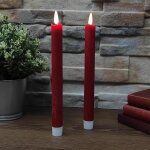 Arum lighting ? lot de 2 bougies chandelles 3d led en cire rouge ? hauteur 24, 5cm ? effet flamme r�aliste ...