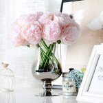 2 bouquets de pivoines artificielles, 10 t�tes de pivoine en soie fausse fleur pour la d�coration de ...