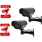 2 cam�ras virtuelles ext�rieures avec led, fausses cam�ras de s�curit� ext�rieures noires + panneaux ...