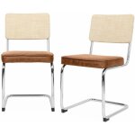Alice's garden - 2 chaises cantilever - maja - tissu marron clair et r�sine effet rotin. 46 x 54. 5 x ...