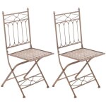 Clp - lot de 2 chaises de jardin pliables asina en fer forg� marron antique