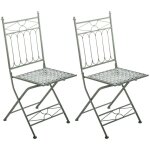 Clp - lot de 2 chaises de jardin pliables asina en fer forg vert antique