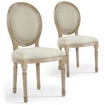 Paris prix - lot de 2 chaises mdaillon tissu 'versailles' 96cm beige & naturel