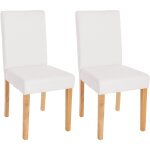 Jamais utilis] lot de 2 chaises de sjour littau, simili - cuir, blanc mat, pieds clairs
