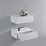 [en. casa] - 2 tagres murales pour chambre avec 2 tiroirs blanc laqu 46 x 30 x 15cm