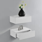 [en. casa] - 2 �tag�res murales pour chambre avec 2 tiroirs blanc mat 46 x 30 x 15cm