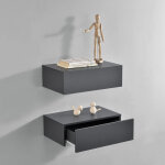 [en. casa] - 2 tagres murales pour chambre avec 2 tiroirs gris fonc 46 x 30 x 15cm