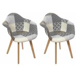 Paris prix - lot de 2 fauteuils design 'patchwork' 85cm gris