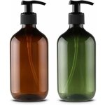 2 flacons vides rechargeables en plastique pour lotion de 500 ml, shampooing, cr�me douche, gel douche, ...