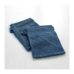 2 gants de toilette 15 x 21 cm eponge unie tendresse saphir