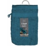 2 gants de toilette 15 x 21 cm eponge unie tendresse saphir
