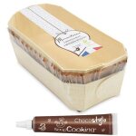 2 moules � cake 24 cm en bois + 4 caissettes de cuisson + stylo chocolat