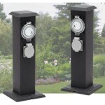 Le poisson qui jardine - 2 multiprises bornes noir 2 prises Électriques et minuterie pour jardin et extérieur ... Le poisson qui jardine - 2 multiprises bornes noir 2 prises Électriques et minuterie pour jardin et extérieur ...