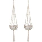 2 paquets 105cm blanc cr�me macram� plante suspension corde pot de fleurs suspendu exterieur interieur ...