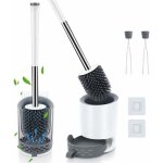 2 pcs brosses de toilettes avec support, brosse de wc en silicone peut mur / vertical, doux avec porte ...