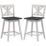 2 pcs tabouret de bar rotatif 360° avec cadre en bois d'hevea, chaise de bar avec dossier confortable, ... 2 pcs tabouret de bar rotatif 360° avec cadre en bois d'hevea, chaise de bar avec dossier confortable, ...