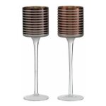 Paris prix - lot de 2 photophores sur pied 'verre rayé' 25cm marron Paris prix - lot de 2 photophores sur pied 'verre rayé' 25cm marron