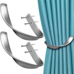 2 pi�ces crochet pour rideaux en m�tal embrasses � rideaux mural avec vis pour maison bureau h�tel argent ...
