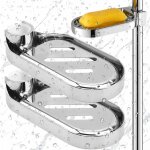 2 pi�ces �tag�re de douche sans per�age, porte - savon douche en abs plastique, barre de douche un porte ...