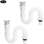2 pi�ces flexible de vidange pour lavabo de salle de bain, accessoires de drainage � clapet