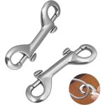 2 pi�ces mousqueton inox, mousqueton � double extr�mit� clips, mousqueton laisse chien, double extr�mit� ...