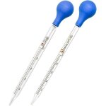 2 pi�ces pipettes en verre, compte - gouttes gradu�es pipettes verre avec brosse de nettoyage, pour pharmacie, ...
