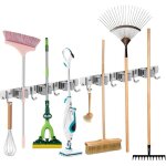 2 pices porte balais mural accroche, support mural balais acier inoxydable pour cuisine, garage, jardin, ...