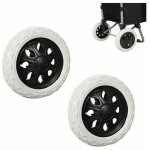 2 pices remplacement de roues de caddie en caoutchouc, roues de chariot en plastique avec mousse, noir ...