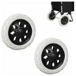 2 pi�ces remplacement de roues de caddie en caoutchouc, roues de chariot en plastique avec mousse, noir ...