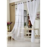 2 pi�ce rideau voilage transparent � oeillets, d�coration pour fen�tre, 140x145 cm, blanc - woltu