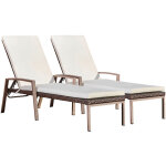 Teamson home - 2 pi�ces rotin transat - chaise de jardin - mobilier de jardin - marron / cr�me - 193 ...