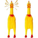 2 pieces screaming chicken yellow rubber squaking chicken toy, durable outil de d�compression shrilling ...