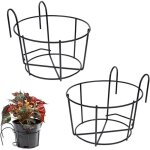 2 pi�ces support fleurs rond crochet, support jardiniere balcon rond, support pot m�tal cl�ture, pot ...