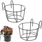 2 pices support fleurs rond crochet, support jardiniere balcon rond, support pot mtal clture, pot ...