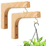 2 pi�ces suspension mural crochet plante, crochets d�coratifs en bois avec vis, supports de panier suspendu ...