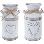 Mowze - 2 pices vintage fleur vase coeur pot  lait fer pot de fleur minable dcoratif pays style vase ...