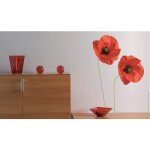 2 stickers autocollants dcoratifs 34x48cm photo coquelicot rouge - dcoration intrieure - lot de 2