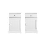 Yaheetech - 2 table de chevet bois blanc 40x35x60 cm table de nuit pour chambre � coucher avec tiroir ...