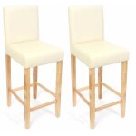 Hhg - jamais utilis�] lot de 2 tabourets de bar m37, simili - cuir mat, cr�me / pieds clairs