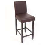 Hhg - jamais utilis�] lot de 2 tabourets de bar m37, simili - cuir mat, marron / pieds fonc�s