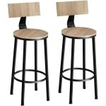 Tectake - lot de 2 tabourets de bar style industriel hauteur d'assise 74 cm