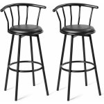 Costway - 2 tabourets de bar style industriel si�ge rond 360� en rotation structure en acier avec rembour� ...