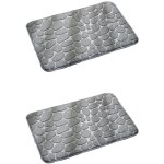 2 tapis relief antid�rapant 60x40 cm - mousse � m�moire de forme - motif galets
